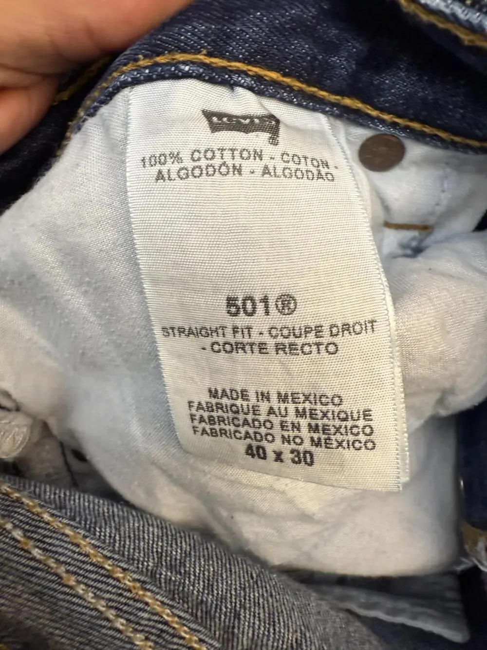 Levis 501 Jeans Mens 40x30 Blue Denim Straight Leg Button Fly Classic Fit Pants